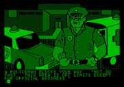 Amazon for Apple II - A policeman stops me from entering...
