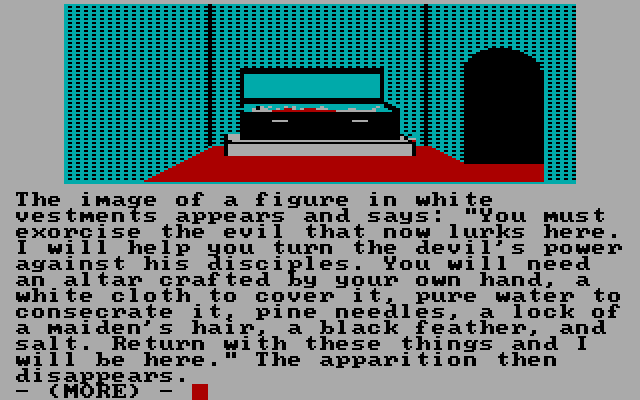 Black Sanctum, The IBM PC/Compatibles Screenshot: Some descriptions are long and take more than one page.