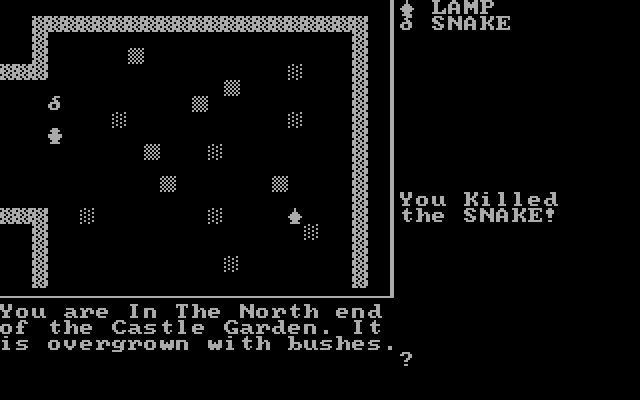 Castle Adventure IBM PC/Compatibles Screenshot: I have a weapon now and was able to kill the attacking snake.