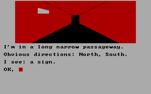 Calixto Island IBM PC/Compatibles Screenshot: In a long, narrow passageway.  Is there more than one direction to go?