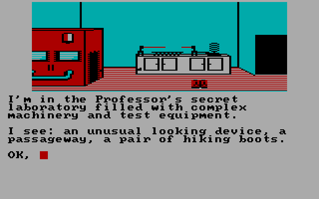 Calixto Island IBM PC/Compatibles Screenshot: Now we're in the professor's lab, with something new to see.