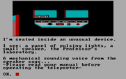 Calixto Island for IBM PC/Compatibles - Seated inside an unusual device that has verbal instructions to follow.
