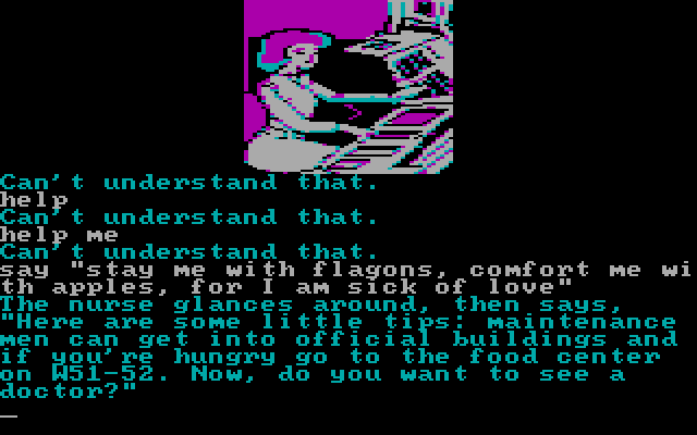 Fahrenheit 451 IBM PC/Compatibles Screenshot: Still at the hospital