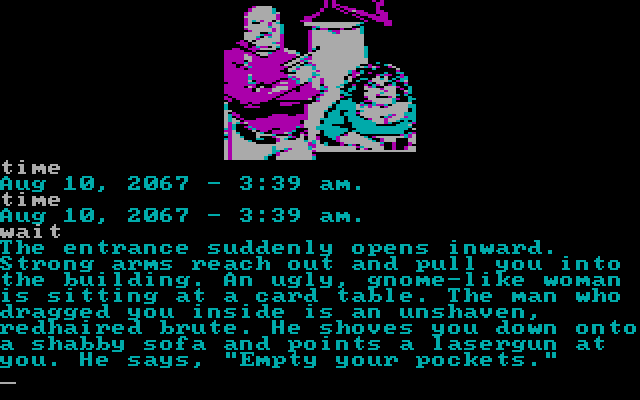 Fahrenheit 451 IBM PC/Compatibles Screenshot: And now on to the bank