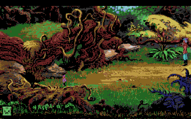 King's Quest V: Absence Makes the Heart Go Yonder! Amiga Screenshot: The elf leads me to his hideout...