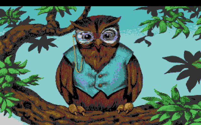 King's Quest V: Absence Makes the Heart Go Yonder! Amiga Screenshot: Closeup of Cedric the owl.