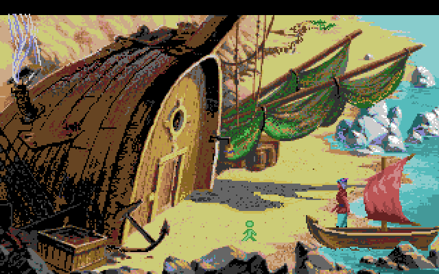 King's Quest V: Absence Makes the Heart Go Yonder! Amiga Screenshot: A friendly old man lives in this boat house.