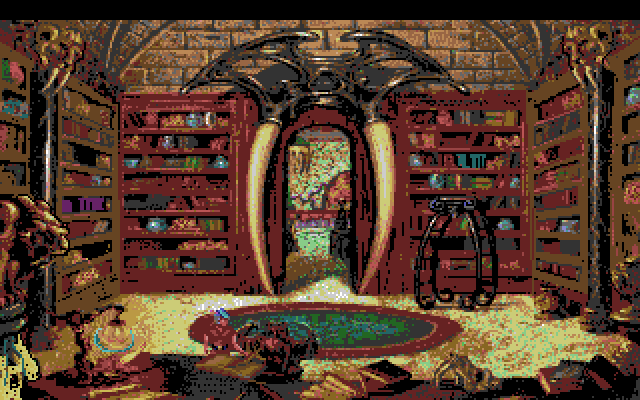 King's Quest V: Absence Makes the Heart Go Yonder! Amiga Screenshot: Reading some books...