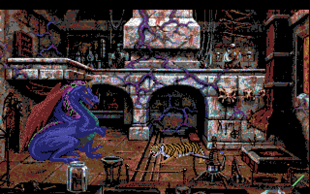 King's Quest V: Absence Makes the Heart Go Yonder! Amiga Screenshot: Mordack transforms into a dragon, meanwhile I'm a tiger...