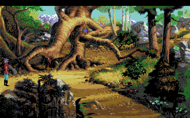 King's Quest V: Absence Makes the Heart Go Yonder! Amiga Screenshot: A snake blocks the path here.