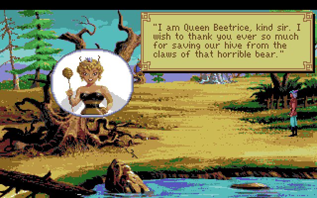 King's Quest V: Absence Makes the Heart Go Yonder! Amiga Screenshot: Helping people (or creatures!) out can help you later in the game.