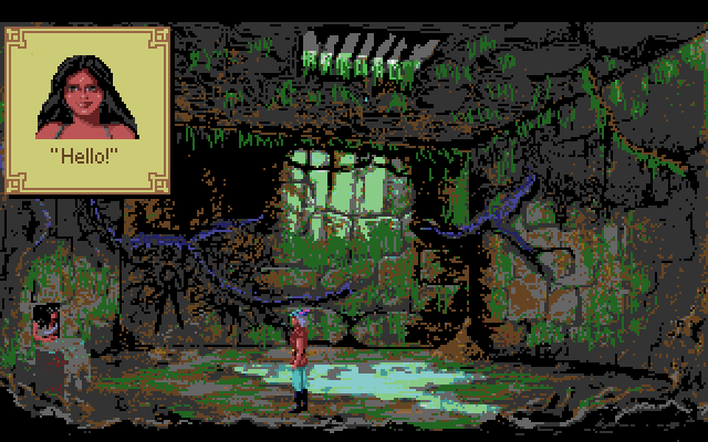King's Quest V: Absence Makes the Heart Go Yonder! Amiga Screenshot: Trapped! But luckily, someone is here to help me...