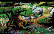 King's Quest V: Absence Makes the Heart Go Yonder! for Amiga - Opening credits as King Graham walks back towards his now missing castle.