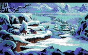 King's Quest V: Absence Makes the Heart Go Yonder! for Amiga - Sledding down a mountain...