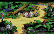 King's Quest V: Absence Makes the Heart Go Yonder! for Amiga - Some dwarves in the middle of the forrest.