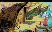 King's Quest V: Absence Makes the Heart Go Yonder! for Amiga - A friendly old man lives in this boat house.