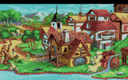 King's Quest V: Absence Makes the Heart Go Yonder! for Amiga - A quaint little town.
