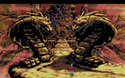 King's Quest V: Absence Makes the Heart Go Yonder! for Amiga - Mordack's castle is very unwelcoming.