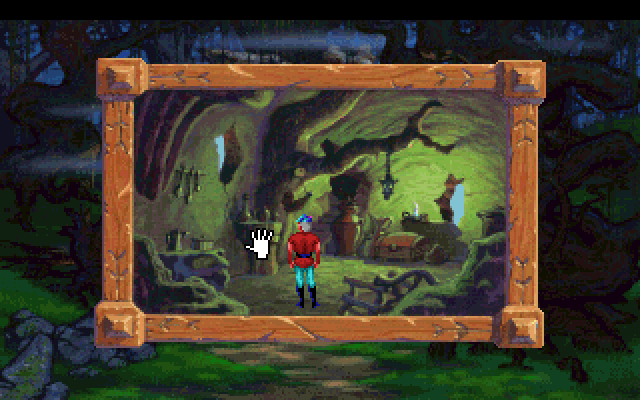 King's Quest V: Absence Makes the Heart Go Yonder! IBM PC/Compatibles Screenshot: Searching the witches house.