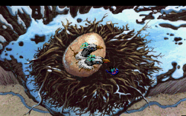 King's Quest V: Absence Makes the Heart Go Yonder! IBM PC/Compatibles Screenshot: Trapped in the nest.