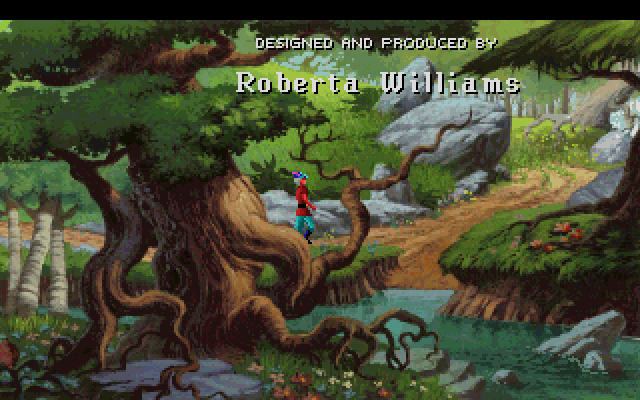 King's Quest V: Absence Makes the Heart Go Yonder! IBM PC/Compatibles Screenshot: A few opening credits while Graham walks back to his now missing castle.
