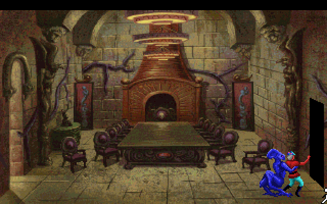 King's Quest V: Absence Makes the Heart Go Yonder! IBM PC/Compatibles Screenshot: A strange blue monster has caught Graham!