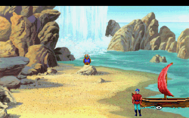King's Quest V: Absence Makes the Heart Go Yonder! IBM PC/Compatibles Screenshot: A boat! This will be useful on my journey.