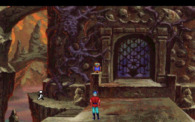 King's Quest V: Absence Makes the Heart Go Yonder! IBM PC/Compatibles Screenshot: The castle entrance is locked; but where does that path go?