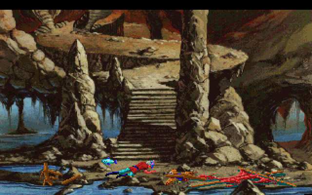 King's Quest V: Absence Makes the Heart Go Yonder! IBM PC/Compatibles Screenshot: A crash landing, and my boat is destroyed...