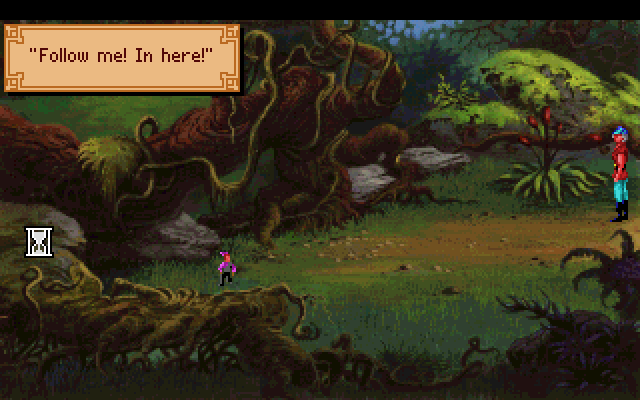 King's Quest V: Absence Makes the Heart Go Yonder! IBM PC/Compatibles Screenshot: Following a gnome...