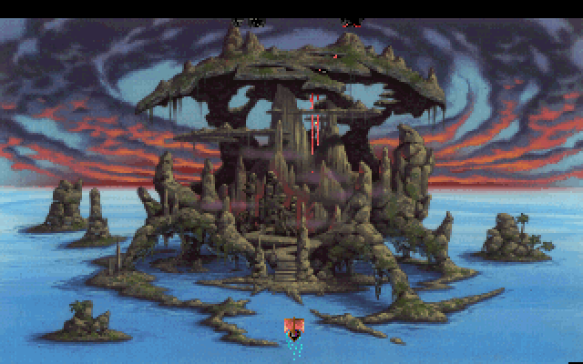 King's Quest V: Absence Makes the Heart Go Yonder! IBM PC/Compatibles Screenshot: At last, I arrive at Mordack's island.