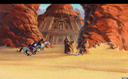 King's Quest V: Absence Makes the Heart Go Yonder! for IBM PC/Compatibles - Hiding behind a rock so some bandits don't see me.