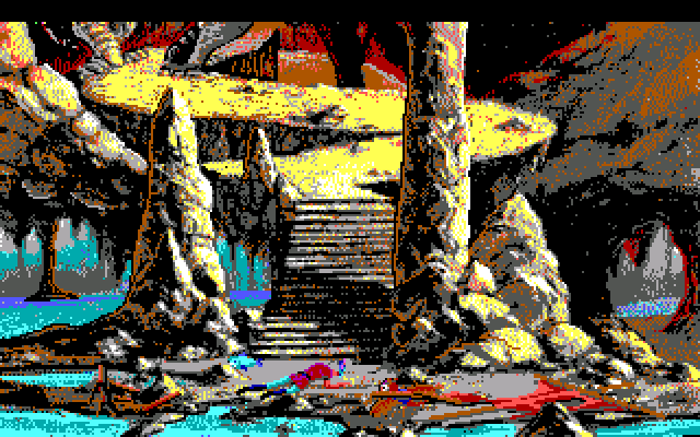 King's Quest V: Absence Makes the Heart Go Yonder! IBM PC/Compatibles Screenshot: A crash landing...is anyone hurt?