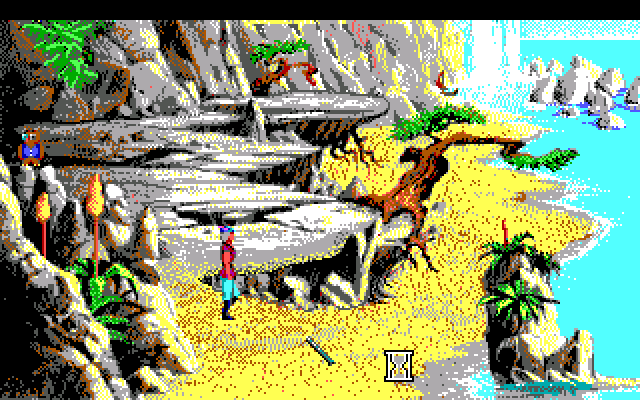 King's Quest V: Absence Makes the Heart Go Yonder! IBM PC/Compatibles Screenshot: Arrived at a beach; is that a boat in the background?
