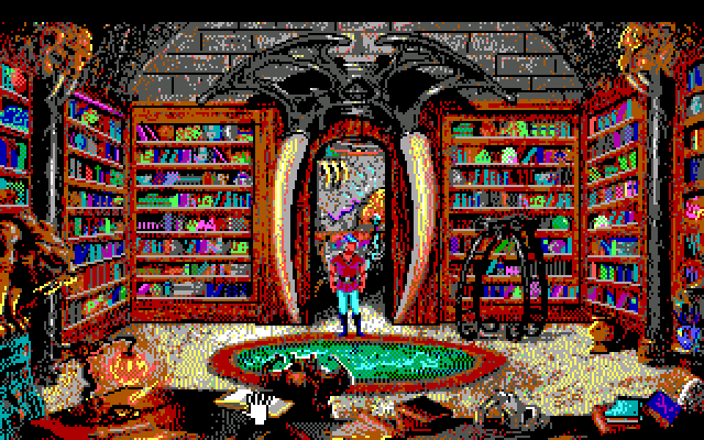 King's Quest V: Absence Makes the Heart Go Yonder! IBM PC/Compatibles Screenshot: Exploring Mordack's library...