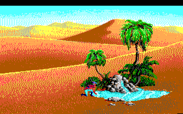 King's Quest V: Absence Makes the Heart Go Yonder! IBM PC/Compatibles Screenshot: An oasis provides relief from the desert heat.