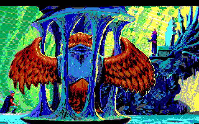 King's Quest V: Absence Makes the Heart Go Yonder! IBM PC/Compatibles Screenshot: Cedric is trapped in a cage.