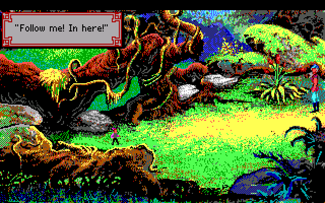 King's Quest V: Absence Makes the Heart Go Yonder! IBM PC/Compatibles Screenshot: Follow the elf to his home...
