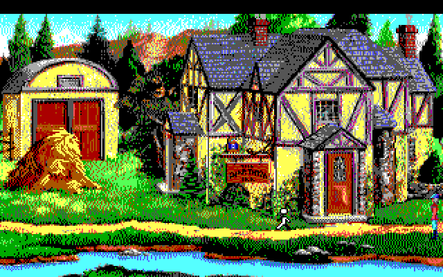 King's Quest V: Absence Makes the Heart Go Yonder! IBM PC/Compatibles Screenshot: Outside the inn; this is a dangerous place!