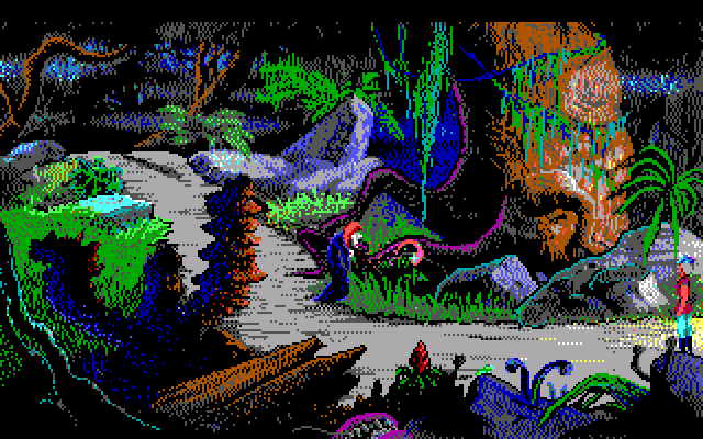 King's Quest V: Absence Makes the Heart Go Yonder! IBM PC/Compatibles Screenshot: This witch attempts to cast a magic spell on Graham.