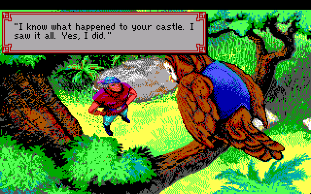 King's Quest V: Absence Makes the Heart Go Yonder! IBM PC/Compatibles Screenshot: Cedric the owl saw Mordack take Graham's castle.