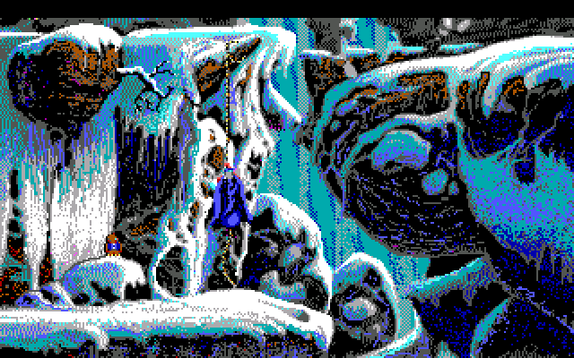 King's Quest V: Absence Makes the Heart Go Yonder! IBM PC/Compatibles Screenshot: Using a rope to reach the next platform...