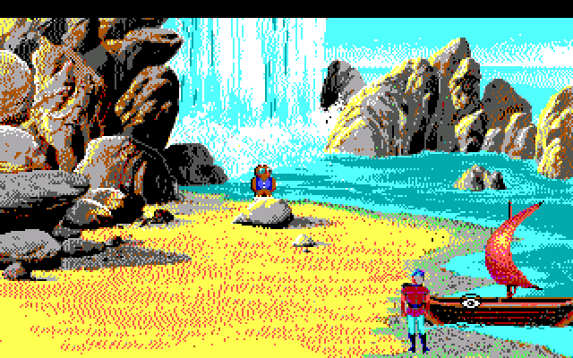 King's Quest V: Absence Makes the Heart Go Yonder! IBM PC/Compatibles Screenshot: Found a boat; this may prove useful.