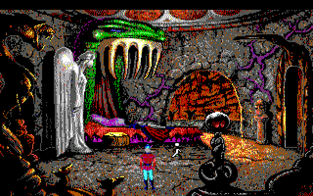 King's Quest V: Absence Makes the Heart Go Yonder! IBM PC/Compatibles Screenshot: Mordack is sleeping, better be quiet!