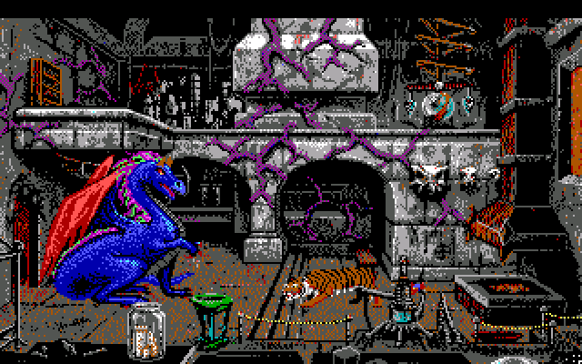King's Quest V: Absence Makes the Heart Go Yonder! IBM PC/Compatibles Screenshot: It's a dragon! I'll need some magic to deal with that...