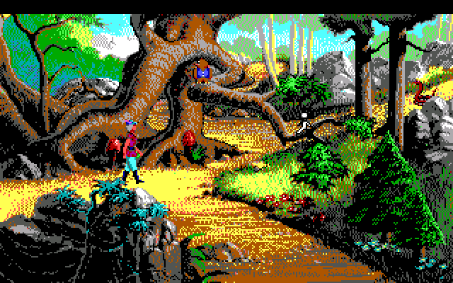 King's Quest V: Absence Makes the Heart Go Yonder! IBM PC/Compatibles Screenshot: Careful, there's a large snake blocking the path!