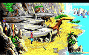 King's Quest V: Absence Makes the Heart Go Yonder! for IBM PC/Compatibles - Arrived at a beach; is that a boat in the background?