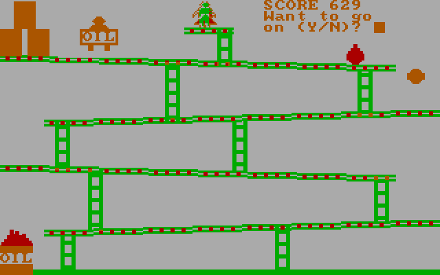 David's Kong IBM PC/Compatibles Screenshot: This part is complete; continue?