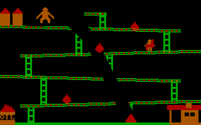 David's Kong IBM PC/Compatibles Screenshot: Need to get back to the bottom of the screen now.