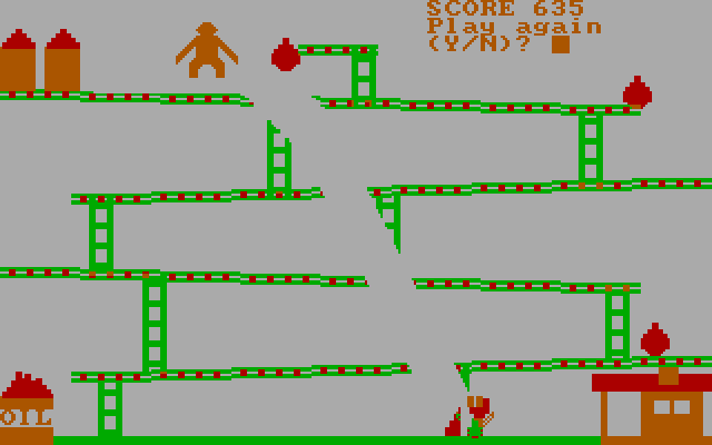 David's Kong IBM PC/Compatibles Screenshot: Oops, game over.